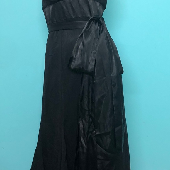 VTG Y2K~Watters & Watters~Black Halter Chiffon Satin Mermaid Evening Formal~8 - Picture 4 of 15